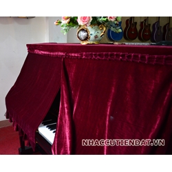 Khăn phủ đàn Piano nhung đỏ xếp ly - KC01