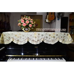 Khăn phủ đàn Piano hoa vàng nhỏ ánh bạc - KU07