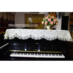 Khăn phủ đàn Piano thêu hoa nhí đỏ - KU08