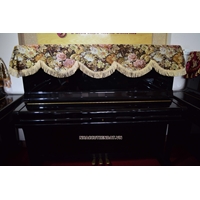Khăn phủ nắp đàn Piano họa tiết hoa hồng nâu vàng - KU09